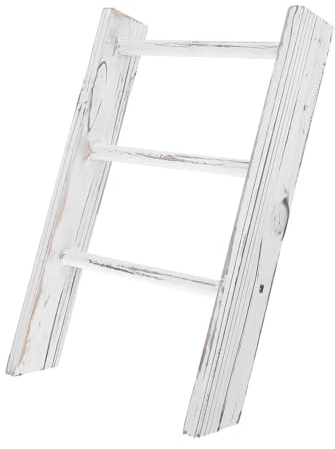 Didiseaon Towel, Bathroom Miniature for Wooden White Ladder Rack Farmhouse and Decorative Style Tea Towel Holder with Multifunctional Display and Storage Features Kitchen