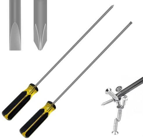 2 Stücke Schraubendreher Lang,15-Zoll-Wort- Und Kreuzschraubendreher-Kit, Schraubenzieher,Magnetischer Anziehungseffekt,Geeignet Für Die Wartung Von Kraftfahrzeugen Reparaturen