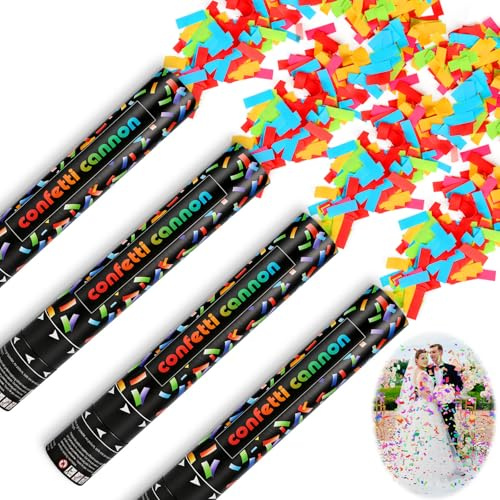 30cm Farben Konfettiregen 4er XXL Luftschlangen Spray PartyFunfetti Luftschlangenspray Konfettiblues Biologisch Rundes Papier Abiball Deko Einschulung Tisch Konfettirään Party Knaller Popper Konfetti