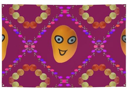 Smiley Mango Holiday Banner gedruckt Party Dekorationen geeignet für Feiertagsfeiern und Zeremonien Dekorationen 180,3 x 119,4 cm