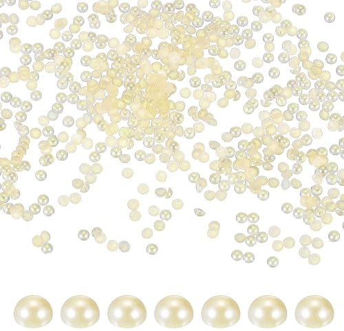 PATIKIL 8000 Stück Beige Halbrund Perlen Strasssteine 2mm ABS Flachrücken Perlen Für Basteln Schmuckherstellung DIY Nageldesign Kleidung Hochzeitsdekoration