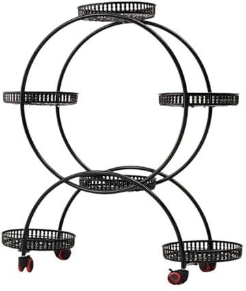 YOPOTIKA Soporte para plantas de 6 niveles con ruedas – Soporte de metal para plantas de 74 cm para interior – Banco de flores móvil para jardín, balcón, salón – Negro