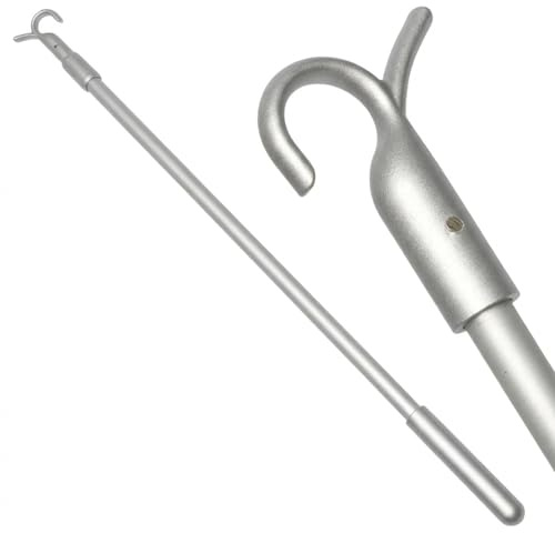 Window Pole Opener, Loft Ladder Pole with Hook, Telescopic Pole for Loft Hatch Access, Adjustable Extension Pole for Curtain and Window Operation, 24 Inch
