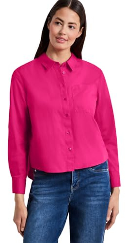 Street One Langarm Bluse mit Hemdkragen aus Twill Magenta Dream 46