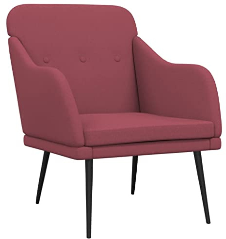 hliofuir Chill Loungesessel Weinrot 63×76×80 cm, Stoff, Metall, gepolstert, Rücken, Armlehnen, tief, Wohnzimmer, Schlafzimmer, Büro, Balkon