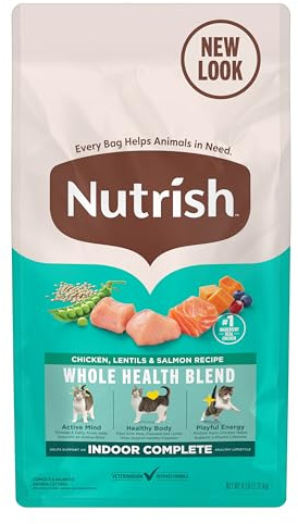 Nutrish Indoor Complete Chicken, Lentils & Salmon Recipe Dry Cat Food, 6 lb. Bag, Packaging May Vary (Rachael Ray)