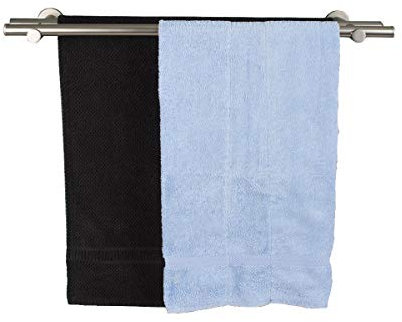 InCasa Double Porte-Serviettes Ø 20 mm, L. 80 cm. avec tappo Chic en Acier satiné – Complet