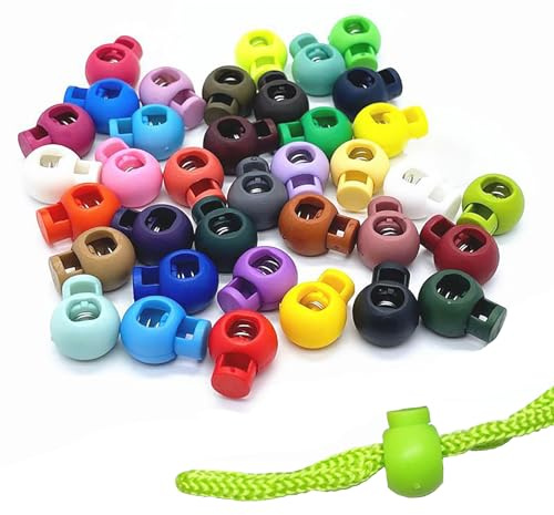 Hysagtek Plastic Cord Locks for Drawstrings Shoelaces, 100 Pcs Adjustable Round Cord Stops for Paracord, Backpacks