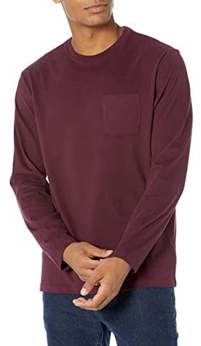 Amazon Essentials Men's Regular-Fit Long-Sleeve T-Shirt, Burgundy, L