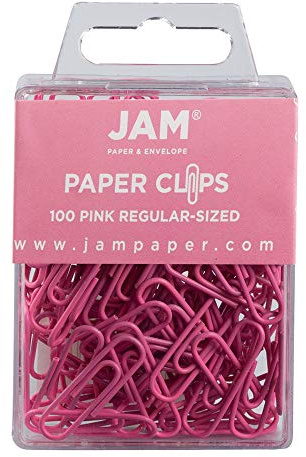 JAM PAPER Colorful Standard Paper Clips - Regular 1 Inch - Pink Paperclips - 100/Pack