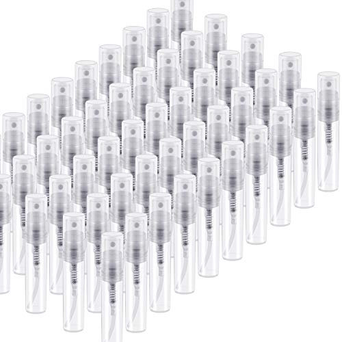 50 pcs mini perfume atomizer, clear plastic spray bottle portable fragrance spray bottle - 3ml