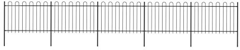 vidaXL Gartenzaun mit Rundbogen Stahl 838 x 120 cm Schwarz