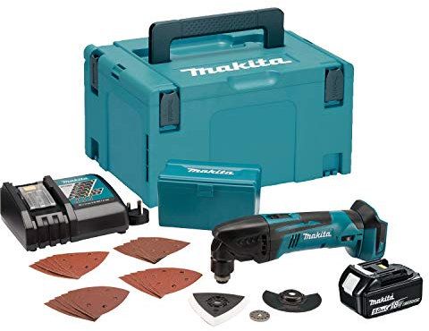 Makita DTM50RT1J1 18V Li-ion LXT Multi Tool Complete with 1 x 5.0 Ah Battery, Charger and Accessories Supplied in a Makpac Case