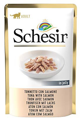 Schesir Cat Jelly Thunfisch mit Lachs, Katzenfutter nass, 20 Beutel x 85 g