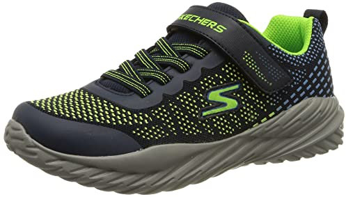 Skechers Jungen Nitro Sprint Karvo Sneaker, Navy Textile Lime Blue Trim, 32 EU