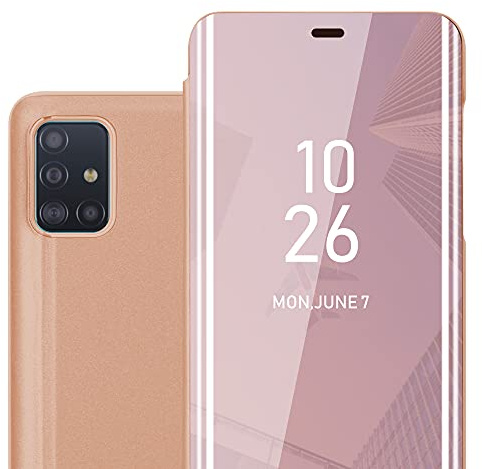 Cadorabo Hülle kompatibel mit Samsung Galaxy A51 4G / M40s Schutzhülle TPU Silikon Case 360 View Spiegel, Slim Kratzfest Weiche Gummi mit Rundumschutz Cover Hülle für Galaxy A51 4G / M40s in Pink