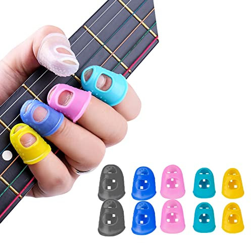 10 Stück Fingerschutz Rutschfest, Fingerschützer Silikon, Silikon Gitarren Fingerschutz, Fingerschutzhülle für Üben von Gitarren-, Ukulele- und Bass-Saiteninstrumenten