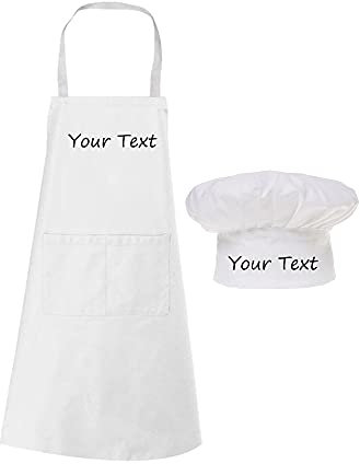 Personalisierte Kochmütze und Schürze im Set, verstellbare Latzschürze für die Küche, personalisierte Schürze mit Namen für Männer und Frauen