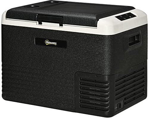 Outsunny 40L Car Refrigerator, Portable Compressor Car Fridge Freezer, Electric Cooler Box with 12/24V DC and 110-240V AC for Camping, Driving, Picnic, Down to -20℃, Grey and Black