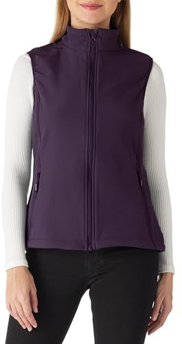 Outdoor Ventures Softshell väst dam ärmlös jacka löpväst lätt vindtät varm fleeceväst ståkrage sport golfväst med 4 fickor för vandring camping, lila, M