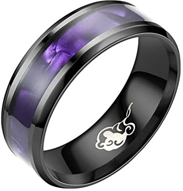 KnBoB 8MM Herren Edelstahlring Bandring, Lila Schwarz Muschel Eheringe Verlobungsringe Größe 57 (18.1)