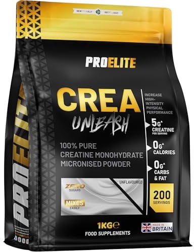 PRO-Elite Creatine - Creatine Monohydrate Micronized Powder 1Kg / 1000g, for Optimum Muscle Growth, Increases Physical Performance, Pure Unflavoured Creatine, Amino Acids (Unflavoured, 1KG)