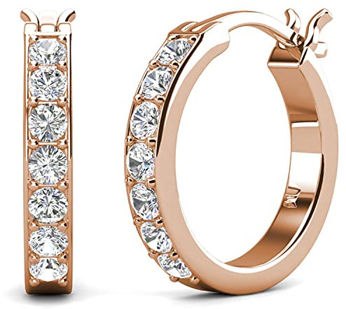 Hoop Loop Earrings for Women18K Rose Gold with Sparkling Element Crystal with Jewellery Box for Women Wife Mother Daughter (EU-HOOP-ROSE)