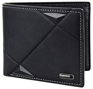 FuninCrea Portefeuilles Homme, Portefeuille Homme Slim en Cuir avec Plusieurs Fentes, Portefeuille Hommes Imperméable et Multifonctionnel avec Poche à Monnaie (Noir)