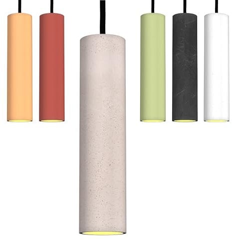 Betoniq Pendelleuchte Beton modern groß NARA27 außen grau innen silber - Industrial Design Betonlampe Hängelampe mit LED Glühbirne und Fassung GU10 - Hängeleuchten & Pendelleuchten in Betonoptik