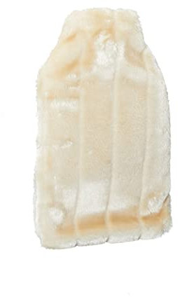 Wärmflasche mit Bezug in Kunstfelloptik 2 Liter Wärmtasche Farbe wählbar, Farbe:creme