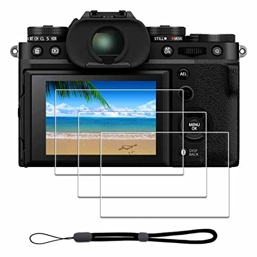 iDaPro Displayschutz schutzfolie für Fujifilm X-T5 Fuji XT5 LCD Kamera + Umhängeband aus Glas Folie [3+1 Stück] 9H Härte Glas Screen Protector Einfache Installation