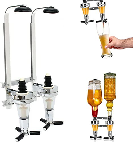 Uennm Porte-Bouteille Mural, Distributeur Bouteilles Doseur, Aluminium 2 Bouteilles Bar Butler Distributeur Mural Porteur de Boissons Bouteilles Distributeur de Boissons Alcool pour Party Bar
