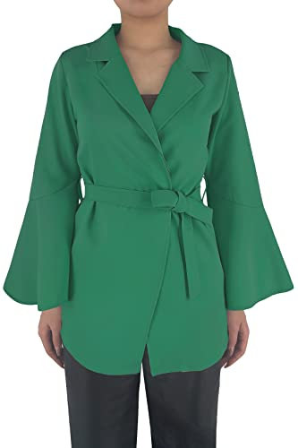 JOPHY & CO. Giacca Donna Maniche Lunghe a Campana con Cintura (cod. 6966) (L, Verde)