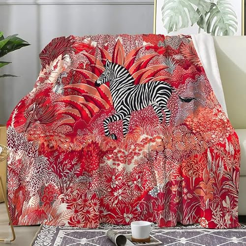 Decke 150x200 cm Schwarz-Weiß-Zebra Kuschelige Wolldecke Flauschig Weich Warm Plüsch Wohndecke 3D Tagesdecke Decke für Bett Dicke Decke Sofa Wohndecke Geschenke für Frauen Männer (150X200 cm)