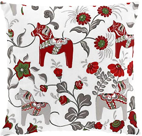 Arvidssons Textil Leksand Weiß-Rot Kissenbezug 47x47 cm