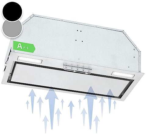Klarstein Hotte Aspirante 70cm, Hottes de Cuisine, Filtre de Hotte à Graisse en Aluminium, Débit d'Air Puissant de 508 m³/h et Silencieux, Eclairage LED, Hottes Aspirantes Dégraissante, Touch