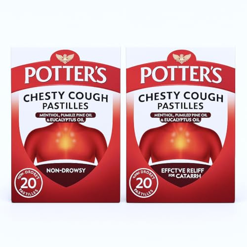 Potter's Chesty Cough Pastilles 20s – Pack of 2 | Soothing Cough Relief Lozenges | Herbal Remedy for Chesty Cough, Mucus & Sore Throat | Fast-Acting Natural Cough Pastilles
