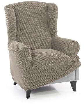 FAVERTI® Super elastischer Sesselbezug für Ohrensessel, 1-Sitzer, 70 bis 100 cm, Modell Novele, Leinen, hochwertiger Schutz aus Jacquardgewebe, Baumwollgefühl, Ohrensesselschutz