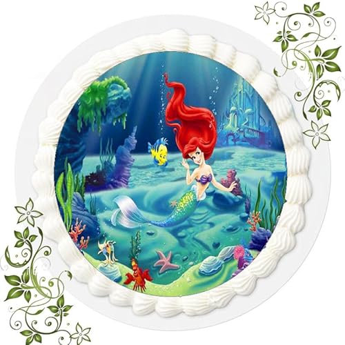 Fondant Tortenbild, Zuckerbild Essbares Foto für Torten, Tortenaufleger Ø 20cm - Arielle die Meerjungfrau Nr. 19