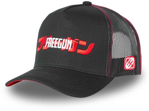 FREEGUN Cap für Erwachsene, Trucker, Herren oder Damen, Racing, Manga, Sommer, Manga Japan schwarz und rot, One size