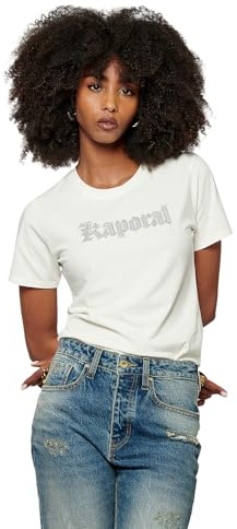 Kaporal, Tee Shirt pour Femme, Coupe Fitted, Manches Courtes, Col en V, Modèle Signe