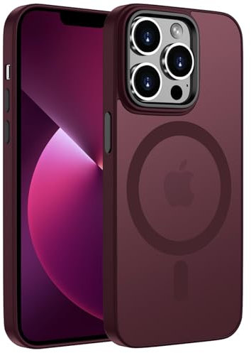 ORDA Magnetisch Hülle für iPhone 13 Pro 6,1 Zoll Kompatibel mit MagSafe,für iPhone 13 Pro Case Durchscheinende Matt Handyhülle Rückseite Dünn Stoßfest Schutzhülle Pflaume