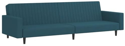 vidaXL Schlafsofa 2-Sitzer, Schlafcouch für Wohnzimmer Heimkino Büro, Gästebett mit Holzrahmen, Sofabett Tagesbett Couch Sofa Ausziehbar, Blau Samt