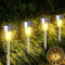 Qoosea Luci Solari da Giardino LED, 10 Pezzi Lampade Solari Esterno in Acciaio Inox, Decorative IP65 Impermeabile per Cortile Prato Piscina Patio Vialetto (Bianco Caldo)