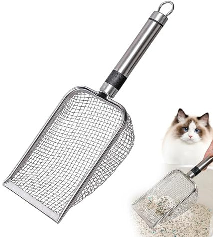 Terrarien Metallschaufel Für Reptilienkot - Sandsieb | Katzenstreu Schaufel | Katzenschaufel Zum Sieben Von Kot | Große Metall Schaufel Mit Langem Griff Für Katzentoilette Und Kotheber Für Kätzch