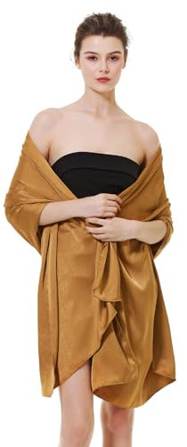 BEAUTELICATE Damen Stola Schal Damen Festlich Elegante Seide Satin Tücher Schultertuch mit Einzigartig Textur für Brautkleider Abendkleider Sommer Hochzeit (Goldbraun, Einheitsgröße)