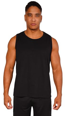 Tank Top Herren, Ärmelloses Sommer Shirt aus Reiner Baumwolle-Single Jersey, Sport Muskelshirt, Fitness Trägershirts, Achselshirt - Schwarz, Gr. XL