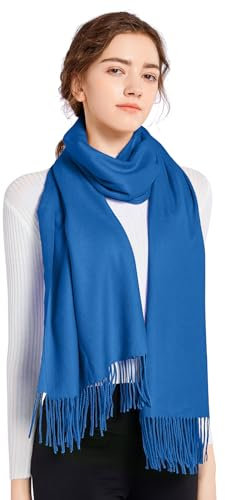 ELF KUCKUCK Schal Damen Winter Baumwolle Winterschal Pashmina, Blau