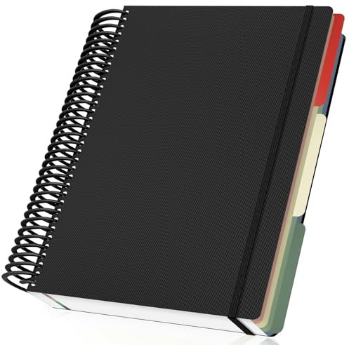 Yarotm Notizbuch A4 Kariert - Notebook Spiralbindung 23.5x29.8cm - Spiralblock A4 Notizbuch 120 Blatt - 90GSM Kariert 5mm Notizheft - Schwarz Journal Notizblock A4 Tagebuch Weicher Einband