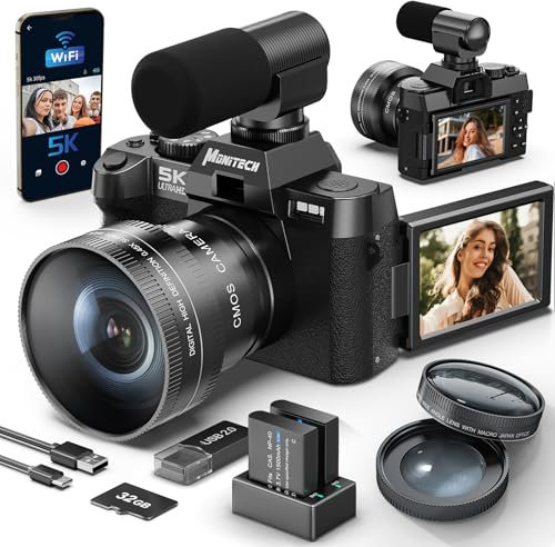 Monitech 48MP Appareil Photo numérique pour la Photographie 16x Zoom numérique 5K caméra vidéo pour la Photographie vlogging caméra pour Youtube avec Carte SD 32gb,S100 Videocamera